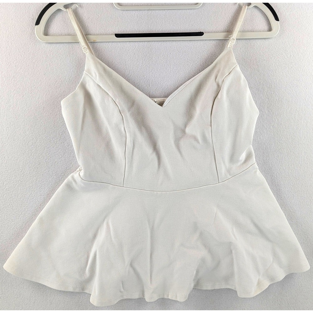 Mikey & Joey Peplum Cami Top Womens M Ivory Cream V-Neck Adjustable Straps